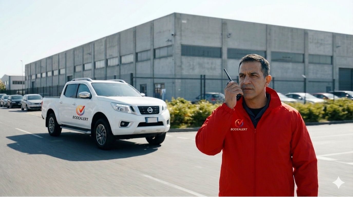 Guardia de seguridad y camioneta Bodealert